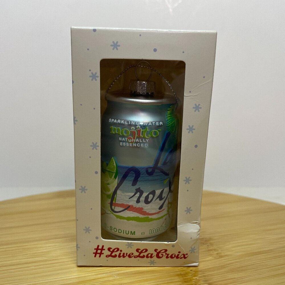 Lacroix Mojito Blue White Christmas Ornament Sparkling Water Can Holiday
